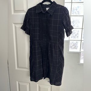Black & gold button down dress with lace accents